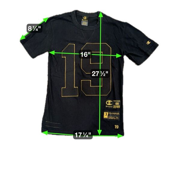 Champion 100 Years T-Shirt Mens Medium S Embroidered Logo Black Tee Short Sleeve - Picture 2 of 8